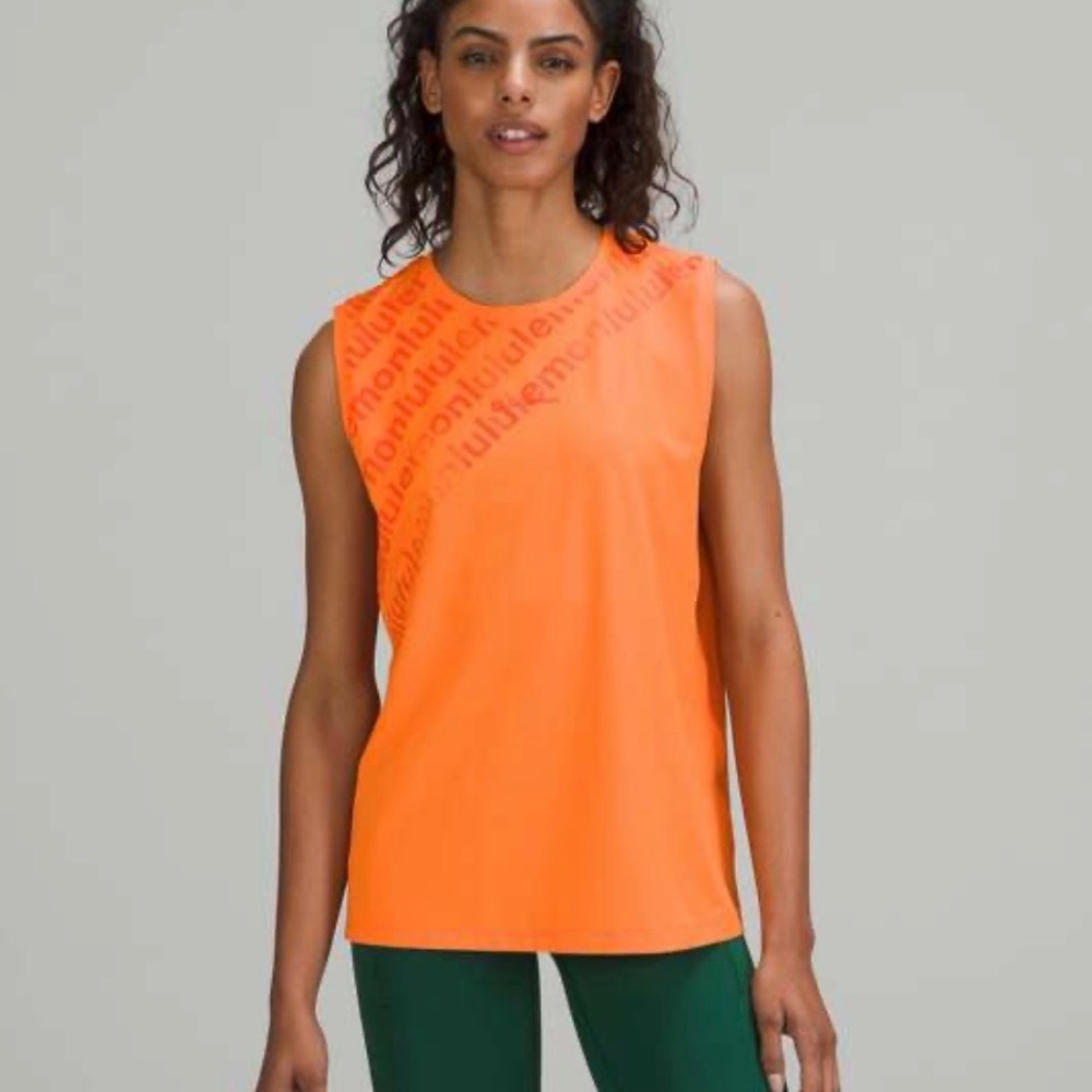 Rare Lululemon All Yours Graphic Tank Vitasia orange frappe PTP 17.5 size 8